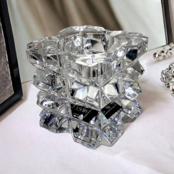 Mikasa Skylight Cube Clear Lead Crystal Tea Light Candle Holder - Picture 1 of 4